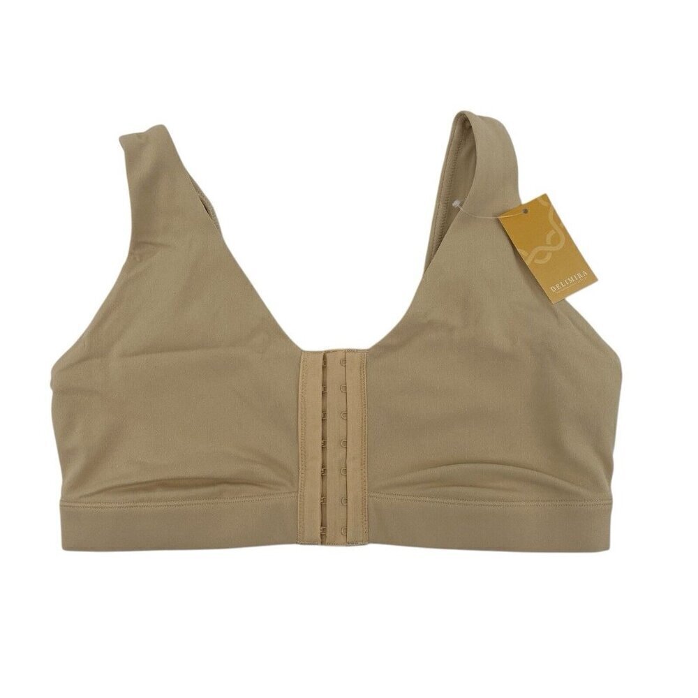 DELIMIRA Women's M Front Closure Bra Full Coverage Wireless NWT Tan Milkshake